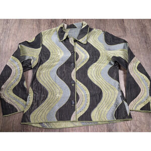 Winding River Reversible Jacket Boho Art Wear Folk Embroidered Lagenlook Large